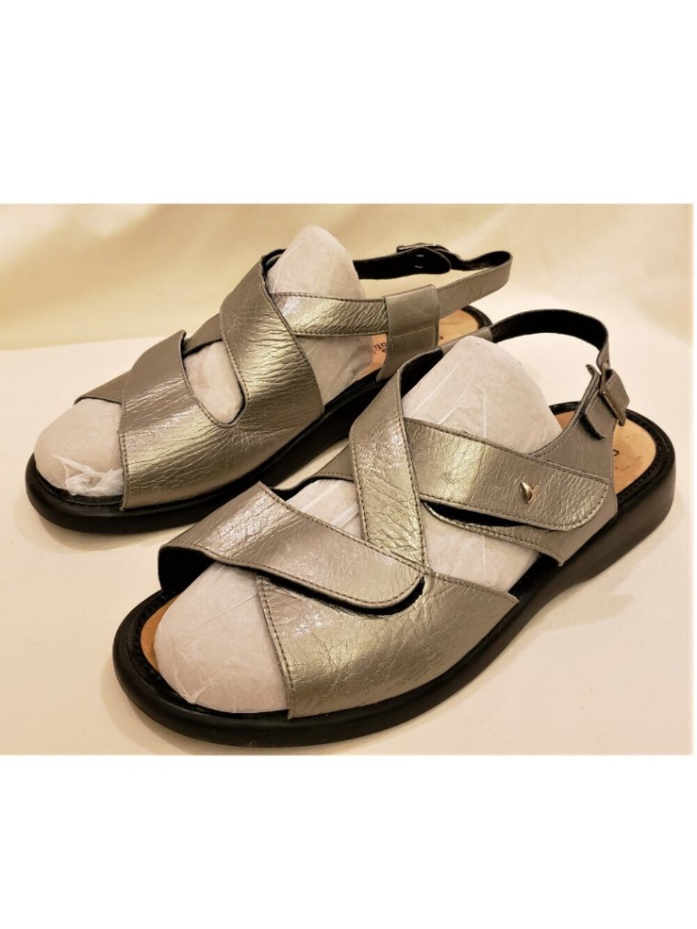 SOLIDUS Germany Natural Plus Comfort Leather Sandals Size-6.5 Gray